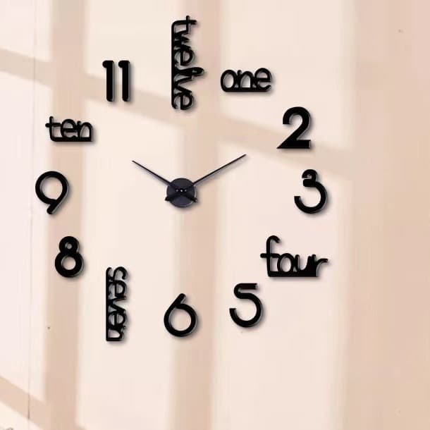 Simple and fashionable creative wall clock European style living room diy clock acrylic 3D three-dimensional wall sticker clock