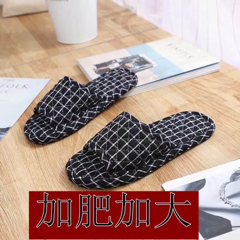 Cotton Plaid Ultra-Soft Floor Slippers, Indoor Silent Soft Sole, Machine Washable, Fashionable Home Slippers, Plus Size, Cloth Sole Factory