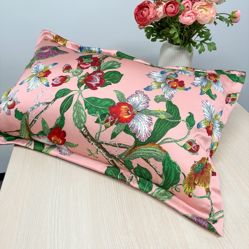 Cross-border Imitation Silk Pillowcase Printed Throw Pillow Ice Silk Pillow Towel Single Imitation Silk Pillowcase Silk Pillow Core Cover
