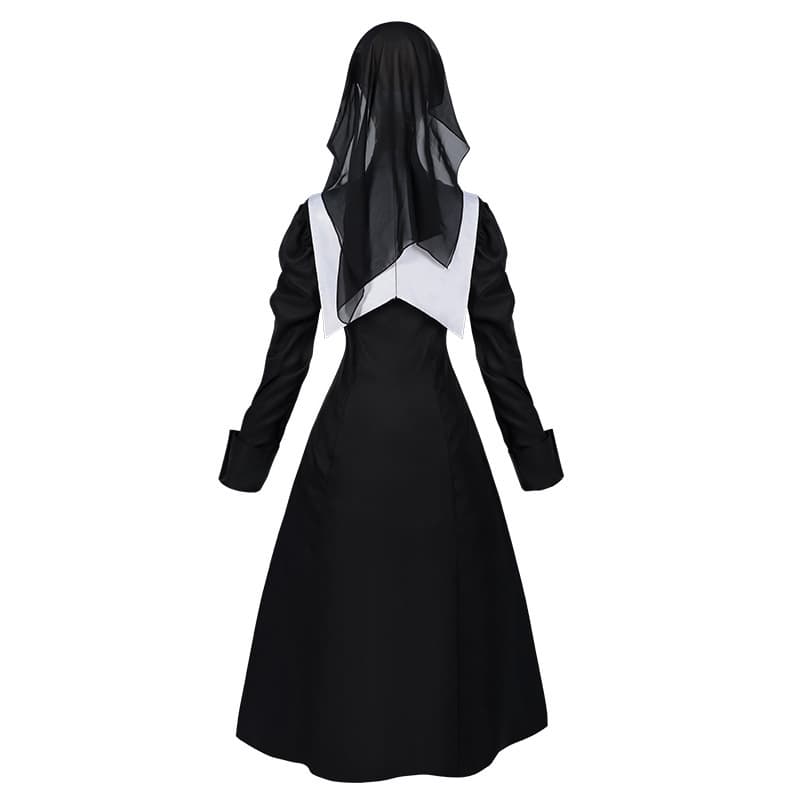 2025 European and American Easter Spring and Autumn New Style Nun Long-Sleeved Dress Set with Color Blocking Cosplay Costume