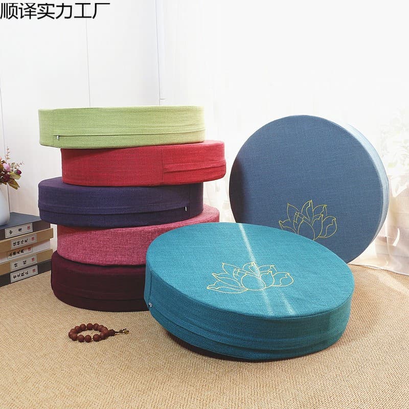Japanese Tatami Mat Futon Cushion Thick Seat Cushion Removable Washable Tea Ceremony Bay Window Round Meditation Cushion Zen Kneeling Mat