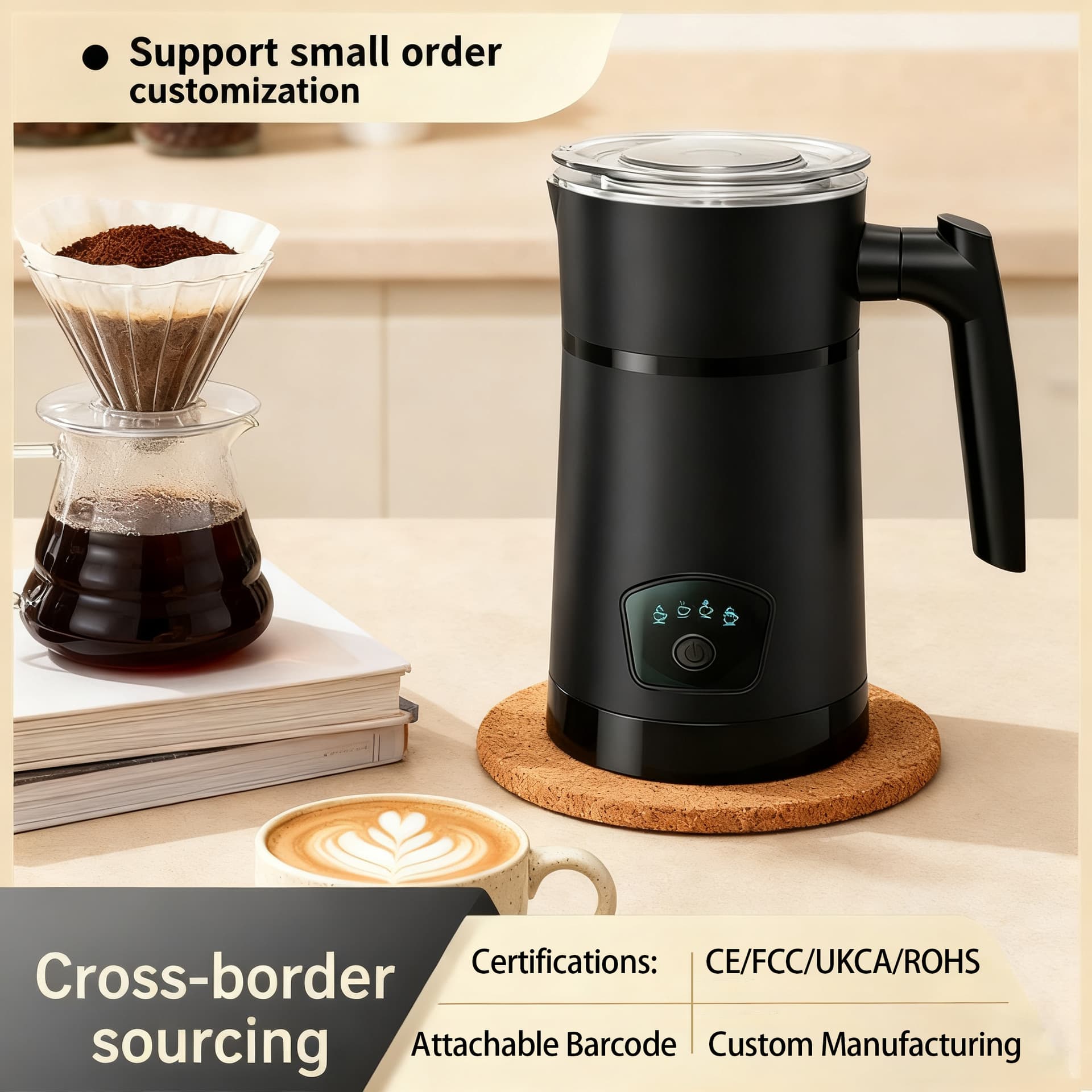 Home Automatic Milk Frother, Multi-Function Heating Stirring Cup, Electric Milk Frother for Coffee, Hot and Cold, Wholesale
