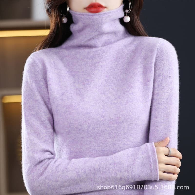 Special Offer Autumn/Winter Women's Pure Wool Roll Neck Sweater Long Sleeve Solid Color High Neck Base Layer for Coats