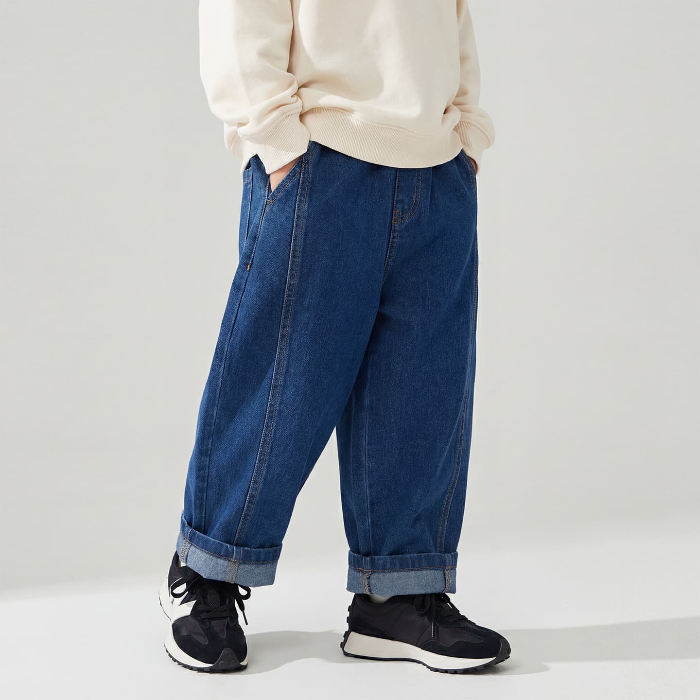 Children's Denim Pants 2026 Spring/Autumn New Style Jeans for Boys and Girls Loose Fit Trendy Korean Straight Leg Pants