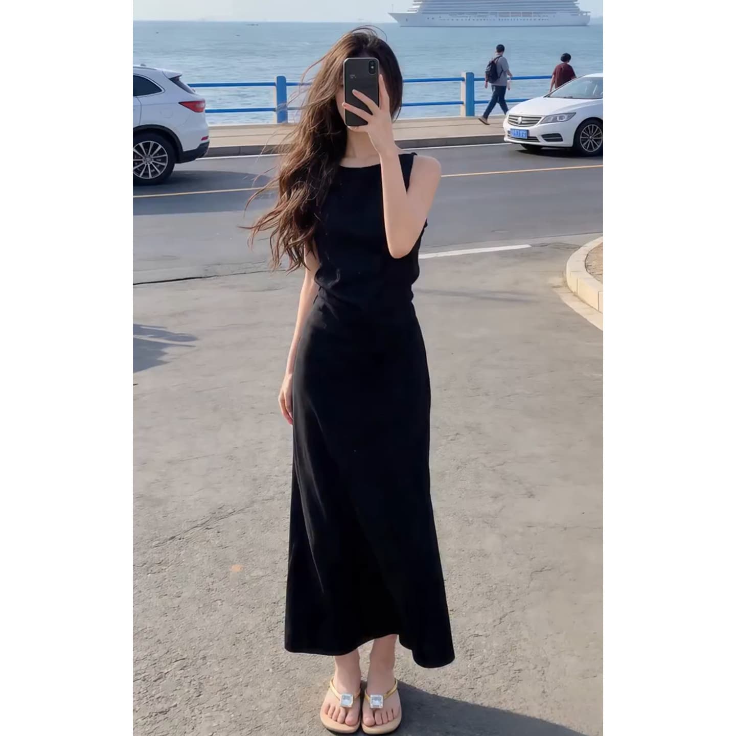 Hepburn Style Sleeveless Black Dress for Women, Summer 2026 New Arrival, Chic and Bold Long Dress