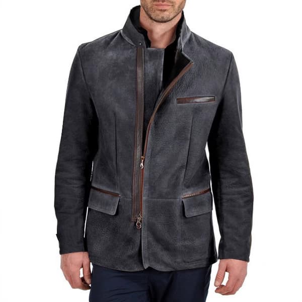 New cross-border spring and autumn men's European and American style retro jacket, men's casual coat, stand collar zip-up workwear patchwork top