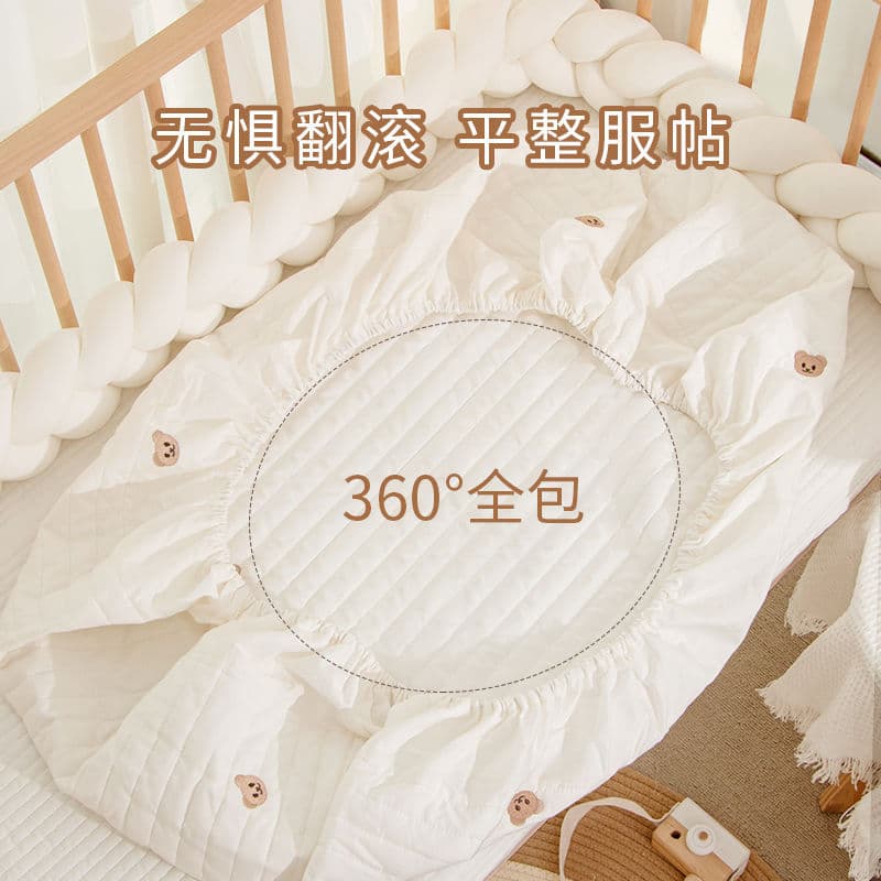 Thickened crib sheets with Instagram-style quilted cotton padding, wholesale sources for children's mattress covers and bed sheets