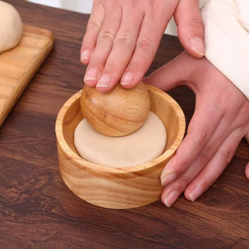 Solid Wood Dumpling Press Tool for Home, Effortless Quick Wrapper Maker, Wooden Dumpling Skin Mold, Dumpling Making Kit