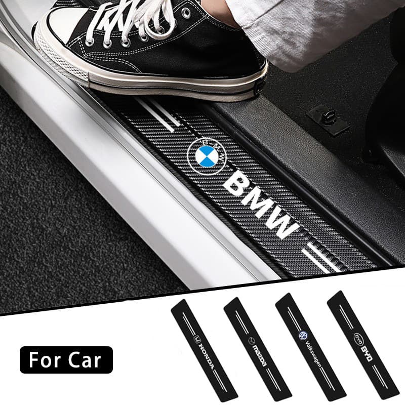 Cross-Border Car Sill Plate with Carbon Fiber Pattern, Door Protection Sticker, Anti-Scratch Pedal Guard, Decorative Sill Strip