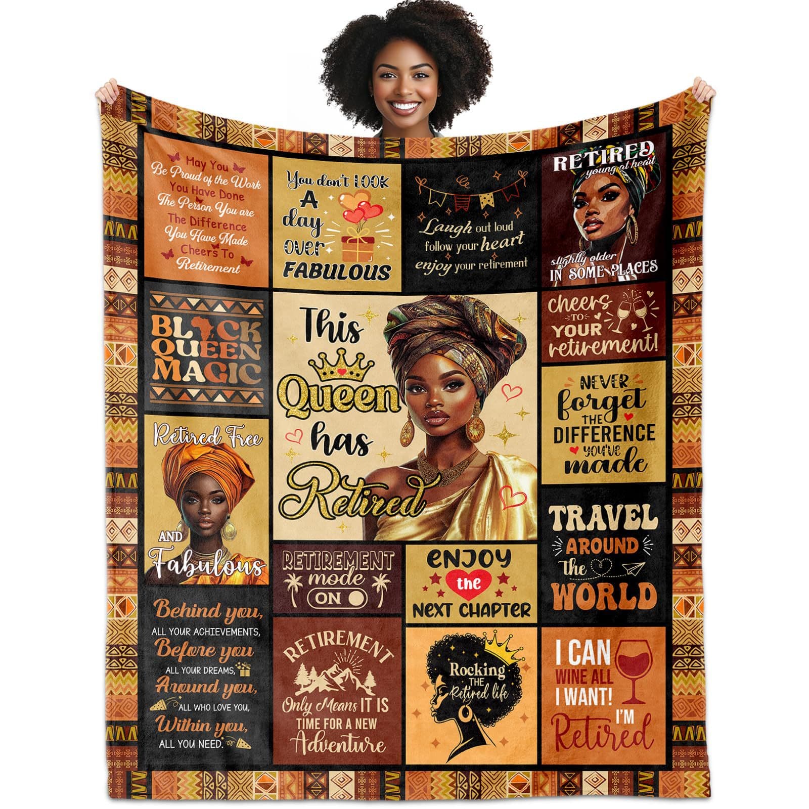 Cross-border Flannel Fleece Blanket, Retirement Gift for Women, Digital Print Blanket, Source Factory Wholesale