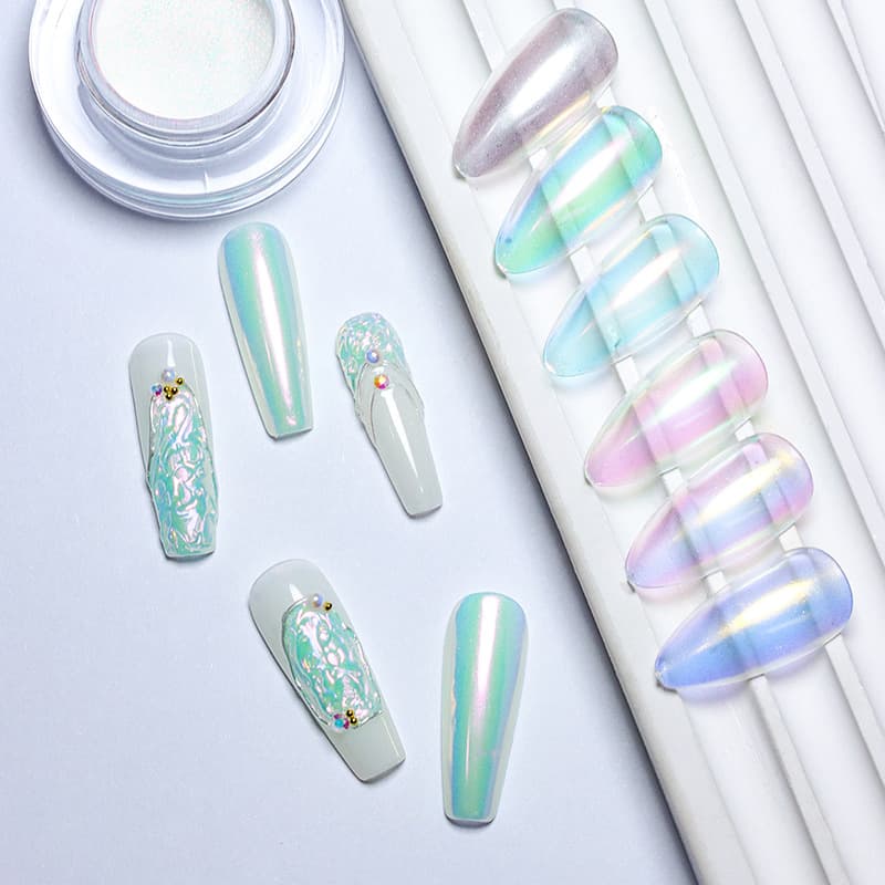 New manicure moonlight powder Internet celebrity recommends white moonlight aurora powder fairy mirror flour nail salon pearl mermaid powder