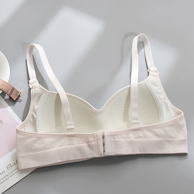 Pinduoduo's hot-selling pure cotton pink underwear for girls, students, large breasts, and small breasts, solid color bra.