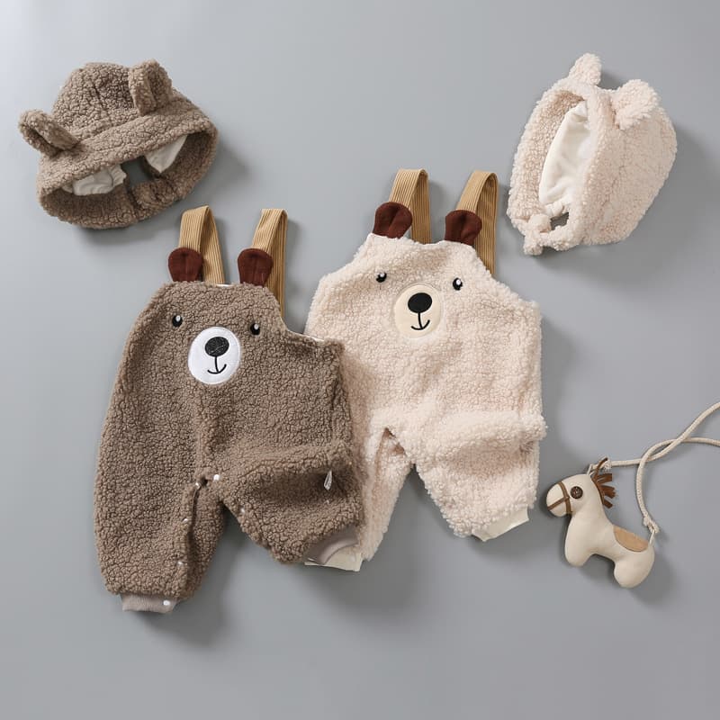 Baby Winter Outfit Newborn Boys Girls Romper with Fleece Lining, Adorable Overalls, Full-Month Harsuit for Fall and Winter
