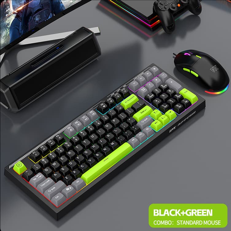 Cross-border Gaming Glowing Keyboard Wired RGB Mouse Custom 3-Color Gaming Keyboard and Mouse Combo