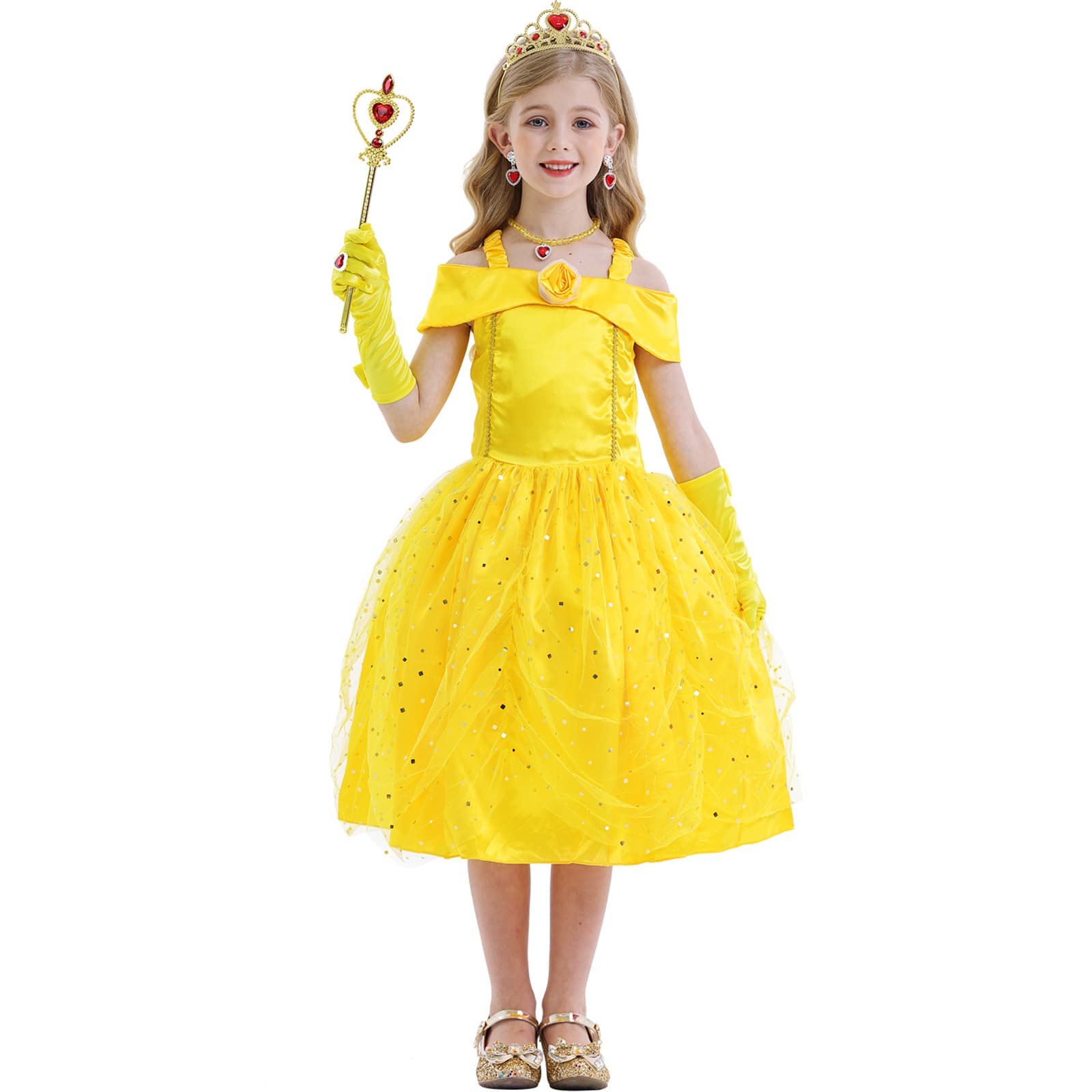 Halloween Girls Belle Princess Dress Beauty and the Beast Princess Dress Christmas Cosplay Costume