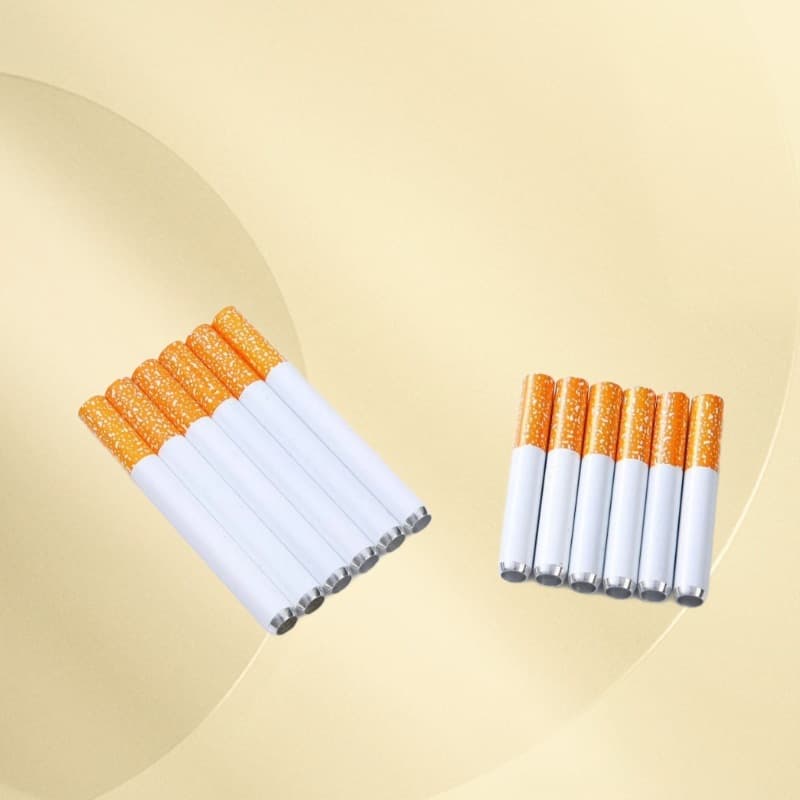 Ruian manufacturer's hot-selling cross-border e-commerce products: 78mm and 55mm long metal cigarette-shaped smoking pipes available in various lengths.