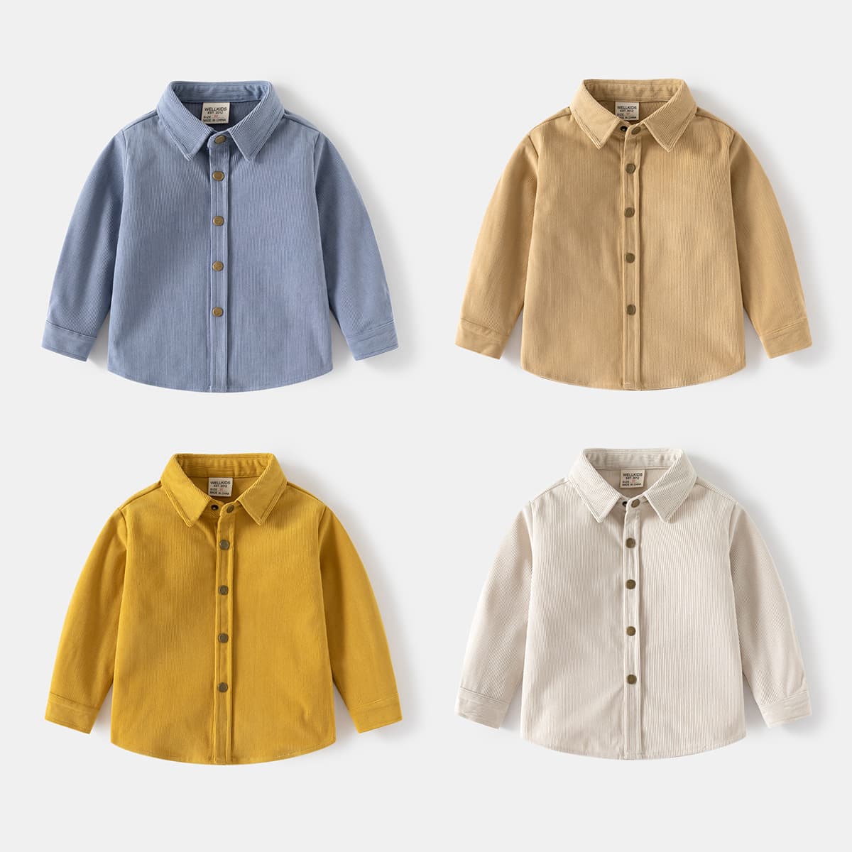 Children's Shirt Spring Autumn New Style Handsome Baby Outerwear Korean Version Pure Color Corduroy Top Trendy Baby Clothes