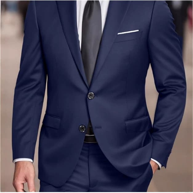 Men's Two-Piece Business Groom Wedding Suit, Korean Style Slim Fit Groomsmen Suit, Formal Professional