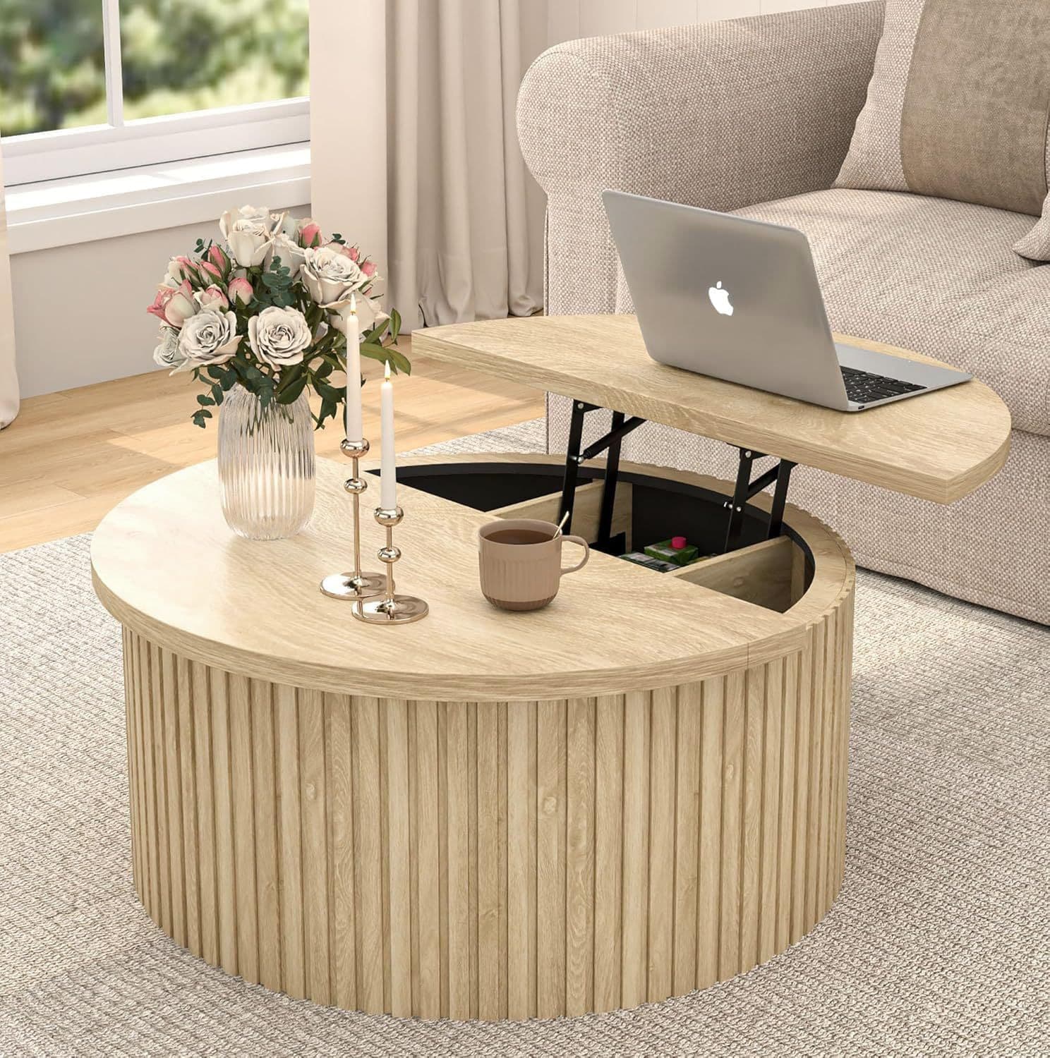 Amazon Best-Selling Lift Coffee Table with Storage, Round Coffee Table for Living Room