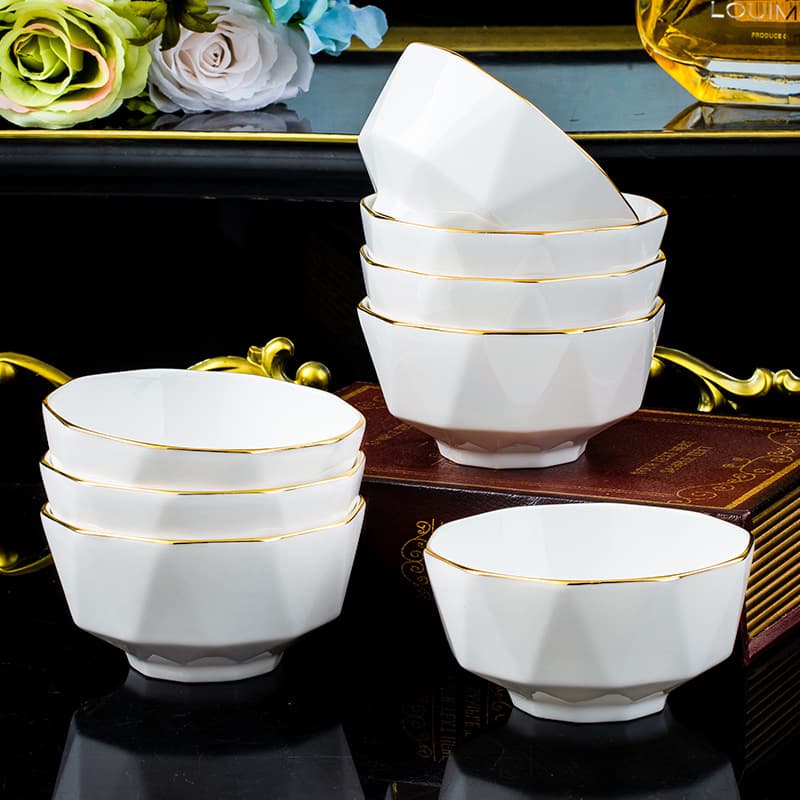 Underglaze Color Ceramic Bowl Household Tableware Set Rice Bowl Soup Bowl Instant Noodle Bowl Large Bowl Ramen Bowl Household 2025 New Style