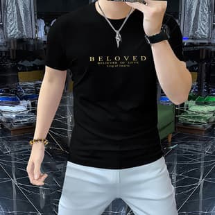 New Summer Men's Short Sleeve T-Shirt Crew Neck Printed Top Trendy Casual Tee Breathable Men's Apparel