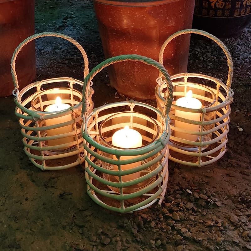 Nordic romantic aromatherapy lamp light luxury candle bamboo lantern portable candlestick floor candlestick ornaments rattan lantern