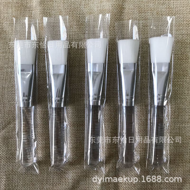 Flat Head White Handle Soft Bristle Face Mask Brush, Mud Mask Crystal Handle Foundation Brush, Flat Head Makeup Application Tool