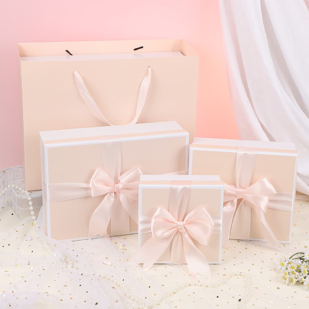 Sweet Bow Ins Style Gift Box with Lid and Base, Birthday Gift Box, Cute New Year Gift Box Empty Box