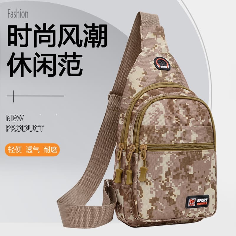 New Men's Chest Bag Nylon Cloth Crossbody Portable Camouflage Men's Backpack Outdoor Sports Multi-Layer Zipper Men's Bag Wholesale