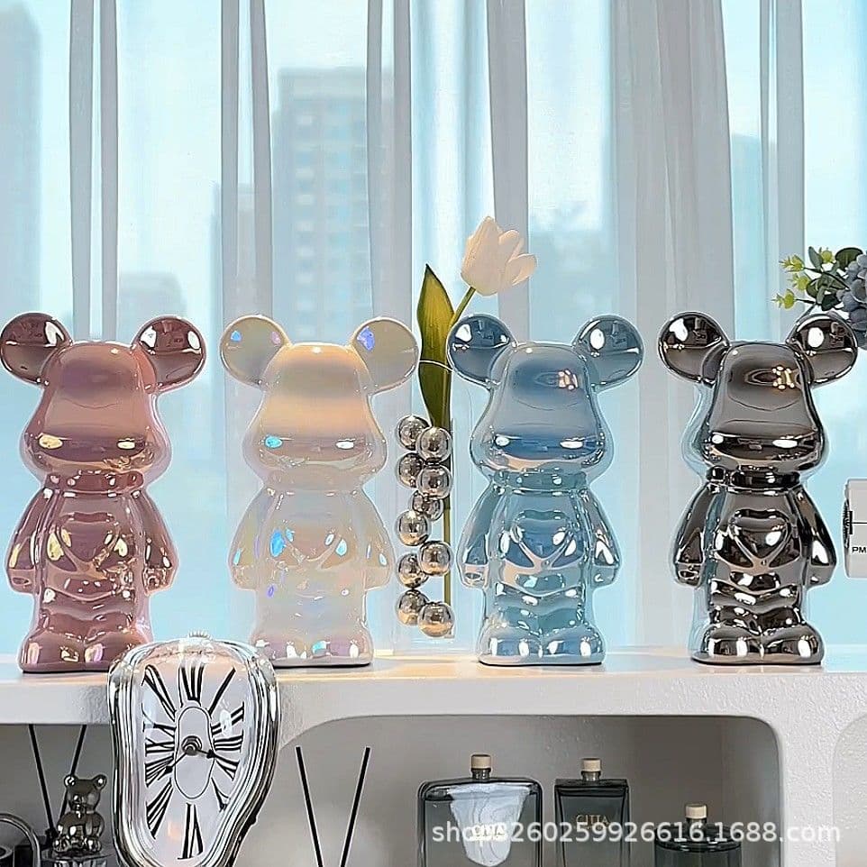 Luxury Bear Figure Violent Bear Ornament High-End Ceramic Living Room TV Cabinet Wine Cabinet Piggy Bank Home Interior Decoration