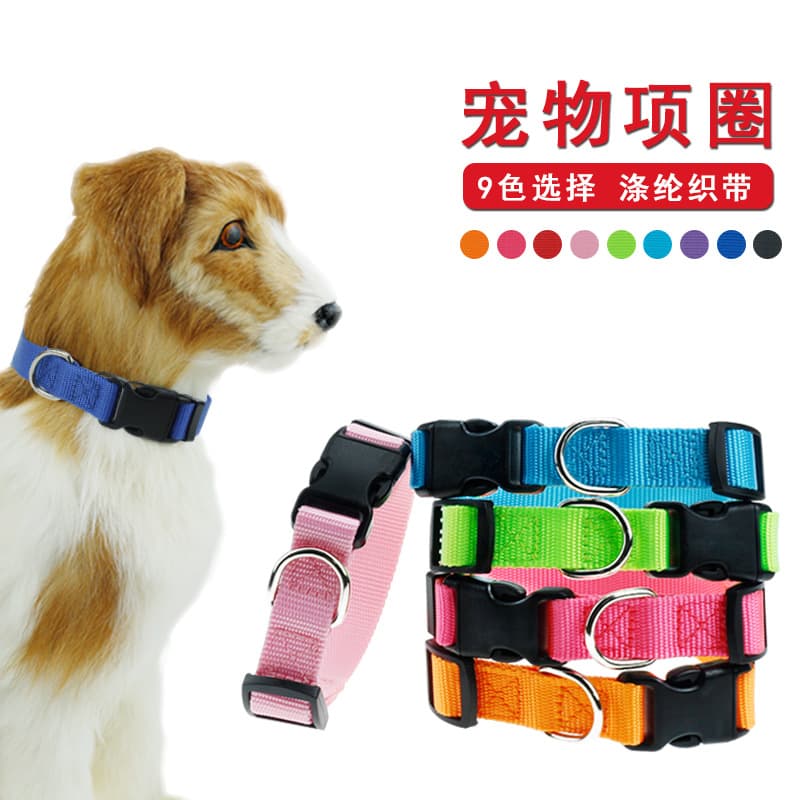 Pet Supplies Wholesale Plain Nylon 9 Color Pet Puppy Collar Dog Collar Pet Leash Collar Factory
