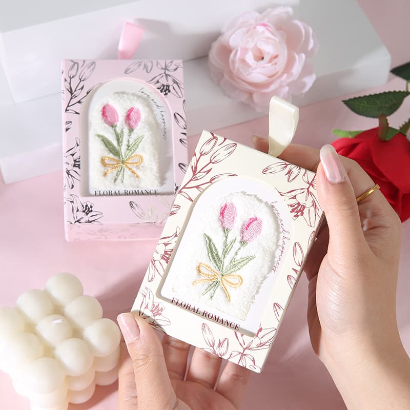 New Tulip Embroidered Towel Companion Gifts Wholesale - Wedding Face Cloths, Bridesmaid Hand Towels