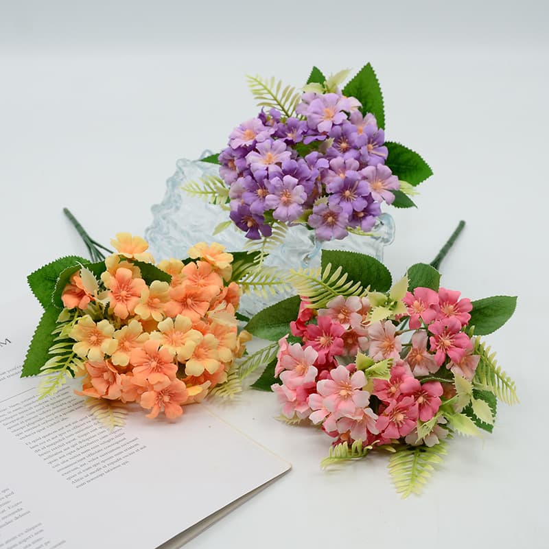 Oil Painting Ranunculus Artificial Flower Bouquet Small Hydrangea Bouquet Home Decor Faux Flowers for Coffee Table Entryway Display