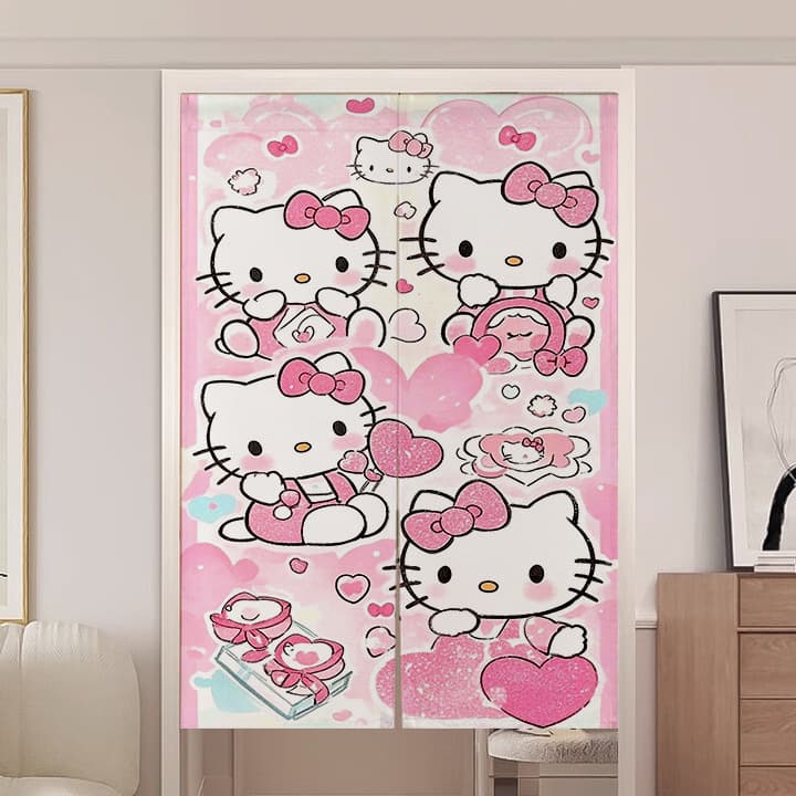 Dopamine Kitty Door Curtain Partition Screen Half Curtain Bedroom Privacy Blocking Curtain Kitchen Bathroom Fabric Curtain