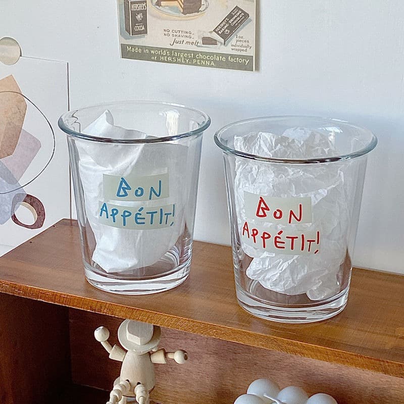 Short Turned Rim Cup, Transparent Thickened Glass Letter Milk Cup, Office Beverage Iced Americano Coffee Cup, Trendy Cup