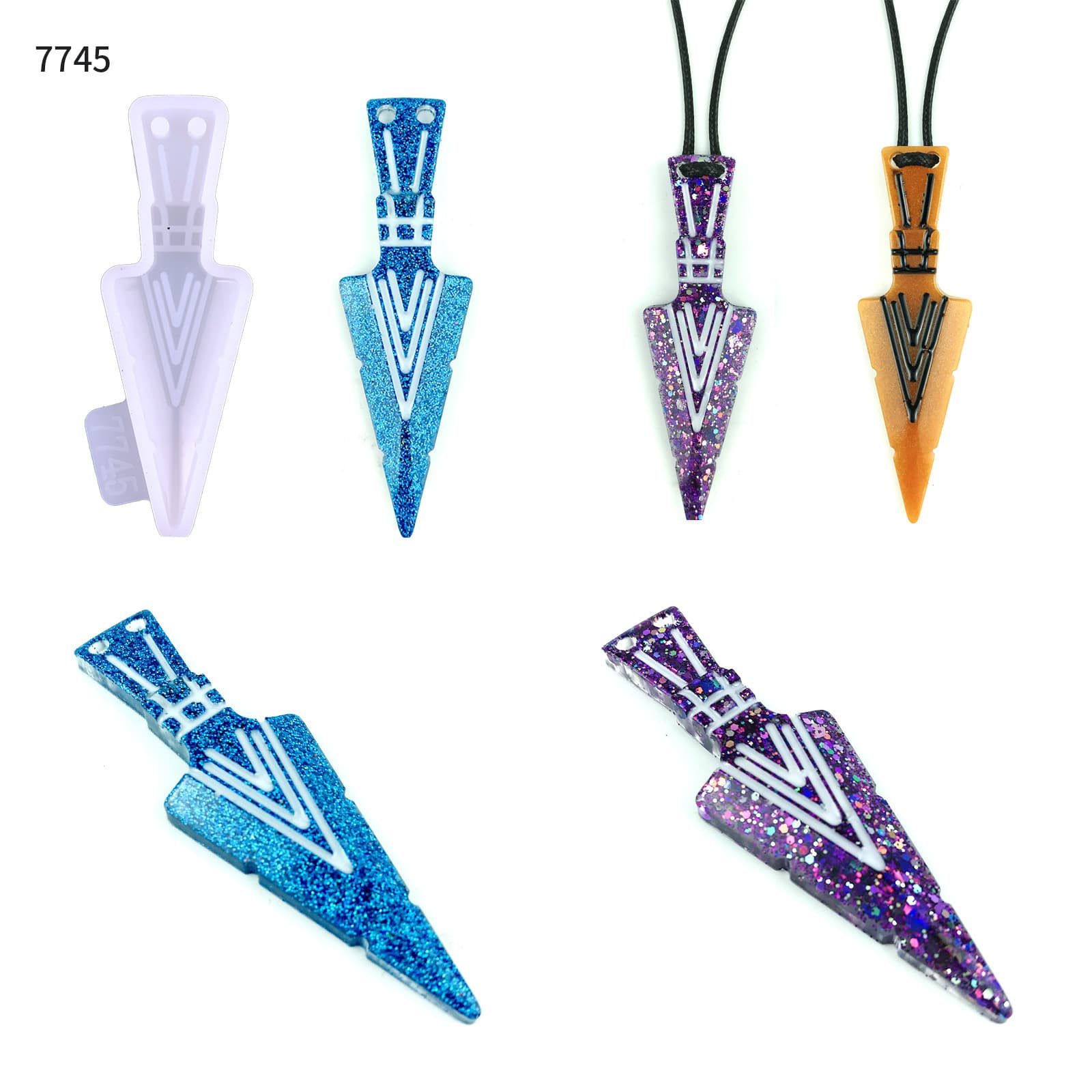 Spearhead Necklace Epoxy Resin Mold DIY Pendant Decoration Spearpoint Arrowhead Necklace Silicone Mold