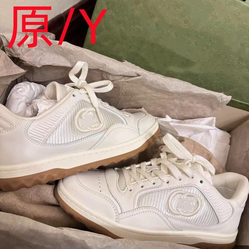 High Version G-MAC80 Dirty White Shoes 2024 New Genuine Leather Color-Block Casual Couple Versatile White Shoes