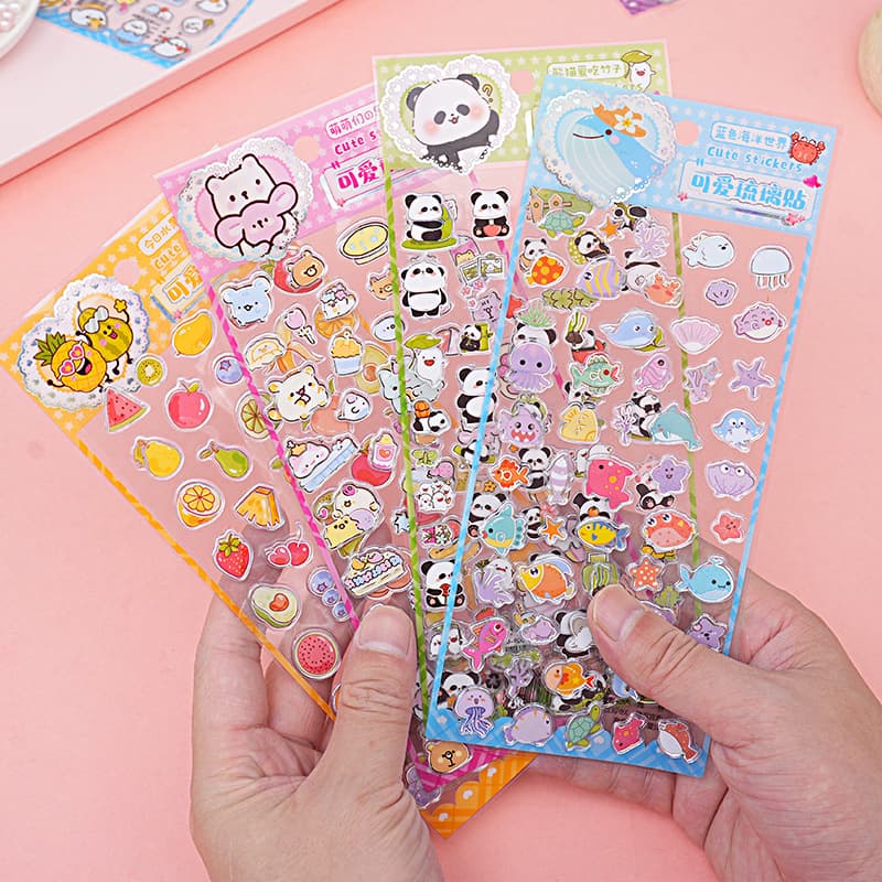 Children's Girl Cartoon Cute Glazed Sticker 3D Embossed Hot Stamping Sticker DIY Creative Decorative Sticker
