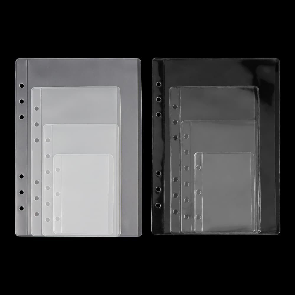 In Stock Side-Opening PVC Single Pocket Loose-Leaf Pouch A5 A6 A7 Mini No-Zipper Style Loose-Leaf Binder Storage Pouch Refill
