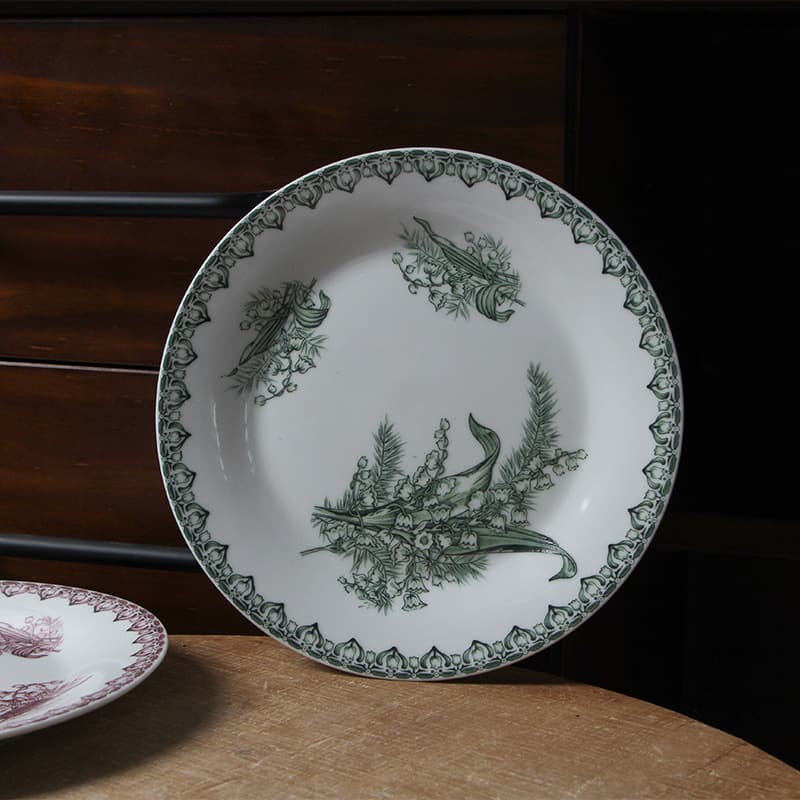 Ying's Retro Ceramic Plate Lily of the Valley Soup Plate Western Dinner Plate Daily Plate Pasta Plate Deep Plate Salad Plate Lily of the Valley