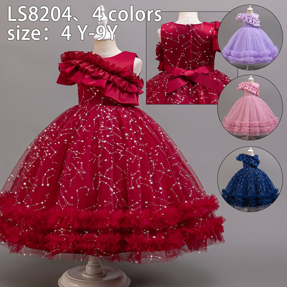 Cross-border Girls Princess Dress Children's Birthday Party Puffy Vest Dress Baby Kids Clothing