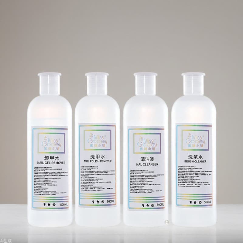 Eco-Friendly Nail Polish & Gel Remover, Professional Non-Damaging Brush Cleaner, Gel Cleanser, Large Bottle Press Type