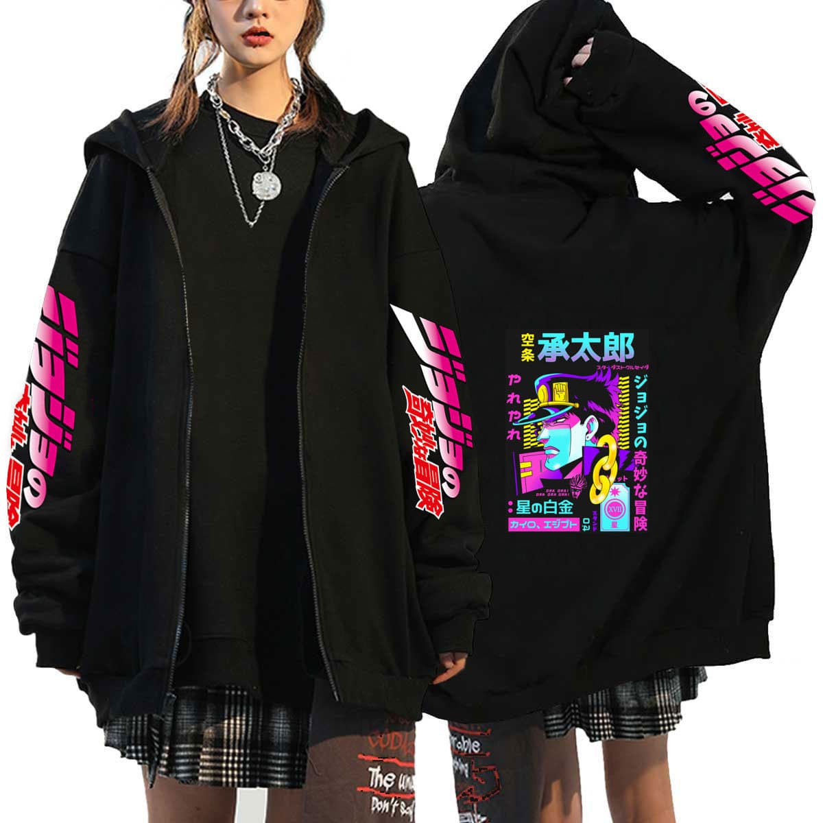 Youth New Top Coat Japanese Anime JoJo's Bizarre Adventure Fleece Hoodie Sweatshirt for Men