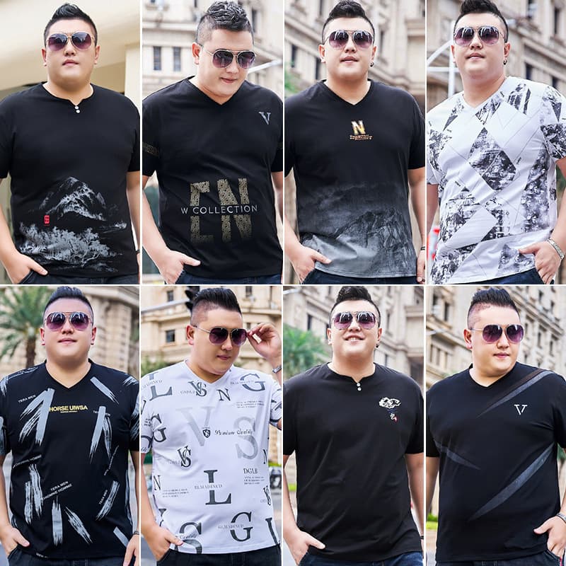 Wholesale Plus-Size Men's Clothing, Summer Thin Printed Short-Sleeve T-Shirts, Loose Fit Oversized T-Shirts for Men, Plus Size