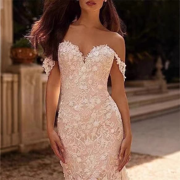 Cross-border Light Wedding Dress High-end New Bride Luxury One-shoulder European and American Elegant Fairy-like Petite Summer Light Gown