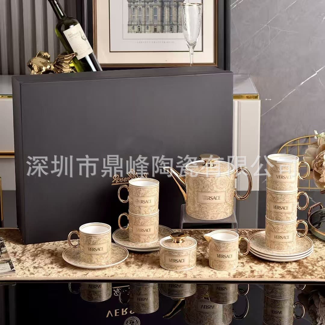European Luxury Medusa Bone China Coffee Set 15-Piece Home Gift Romantic Afternoon Tea Set Gift Box