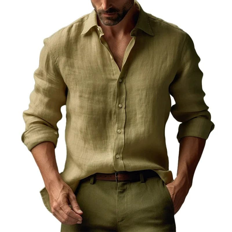 Cross-Border New Casual Hot-Selling Men's Fashion Solid Color Long-Sleeve Button-Up Shirt 3D Printing Source Factory
