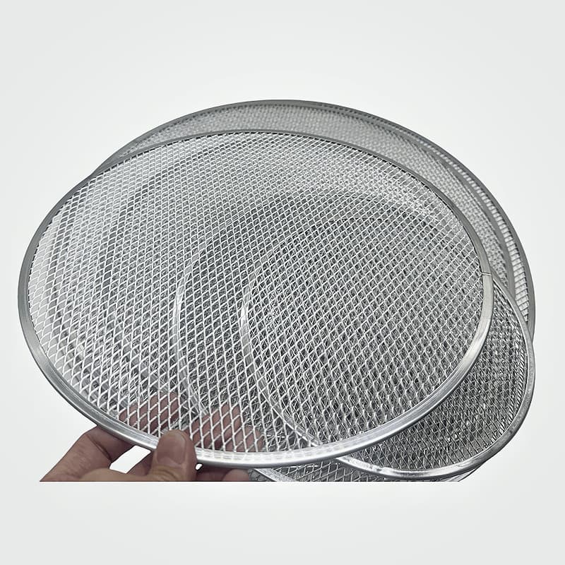 Aluminum pizza grill rack, round and thickened pizza pan with diamond mesh, commercial baking pizza pan, drying rack.