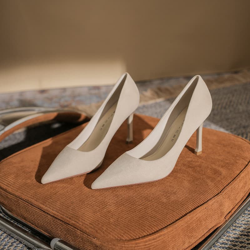 8811 Pointed Toe High Heels Women's Stiletto 2026 Spring New Suede Fashion Korean Style Elegant Commuting Shoes