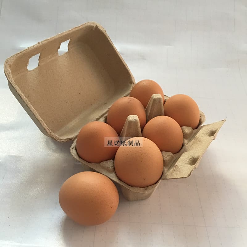 Supply of biodegradable pulp egg trays (6-pack) for transporting free-range eggs.